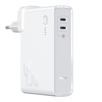Зарядний пристрій Baseus Power Station (GaN) 2 in1 Q.C. Power bank Charger C+C 10000mAh 45W White