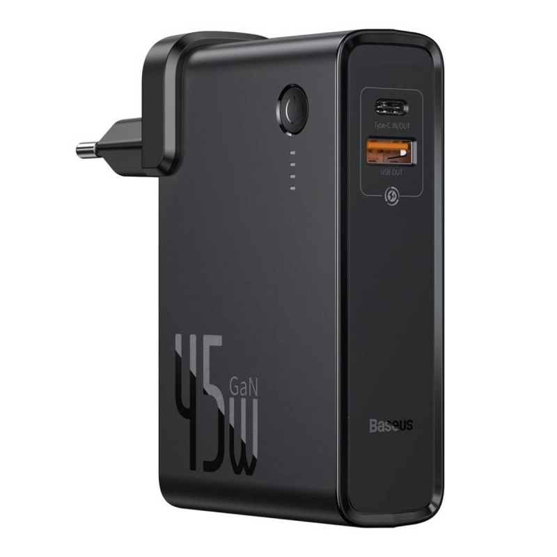 Зарядний пристрій Baseus Power Station GaN2 in1 Q.C. Power bank Charger C+U 10000mAh 45W Black