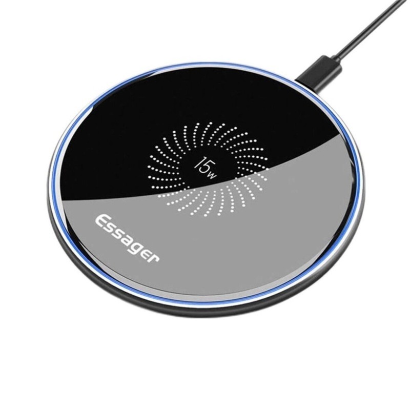 Бездротовий зарядний пристрій Essager Mirrow Desktop 15W Qi Magnetic Wireless Phone Charger (With 1 m Cable Type-C For charging)  black (EWXZMX-JMB01)