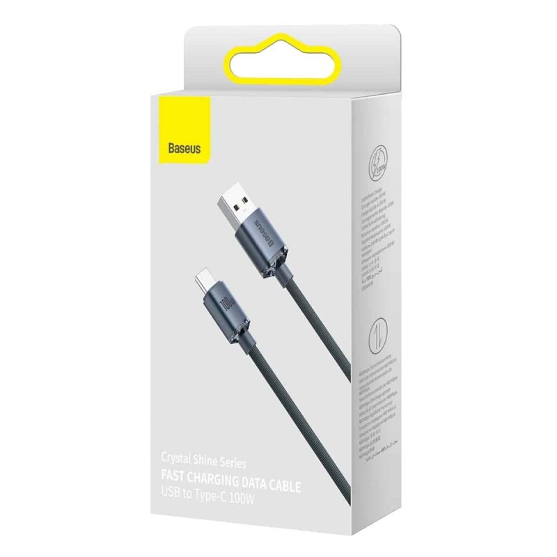 Кабель Baseus Crystal Shine Series Fast Charging Data Cable USB to Type-C 100W 1.2m Black