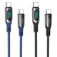Кабель HOCO S51 Type-C to Type-C 100W, 1.2m, nylon, zinc+TPE connectors, Black