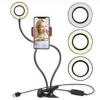 Кільцева LED лампа Professional Live Stream 16 см + стійка + подвійний тримач для телефона