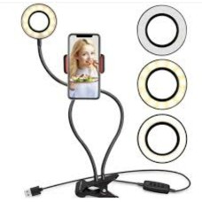 Кільцева LED лампа Professional Live Stream 16 см + стійка + подвійний тримач для телефона