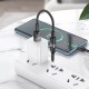 Кабель HOCO U107 USB male to Type-C female adapter cable(L=0.1m) Black