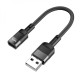 Кабель HOCO U107 USB male to Type-C female adapter cable(L=0.1m) Black