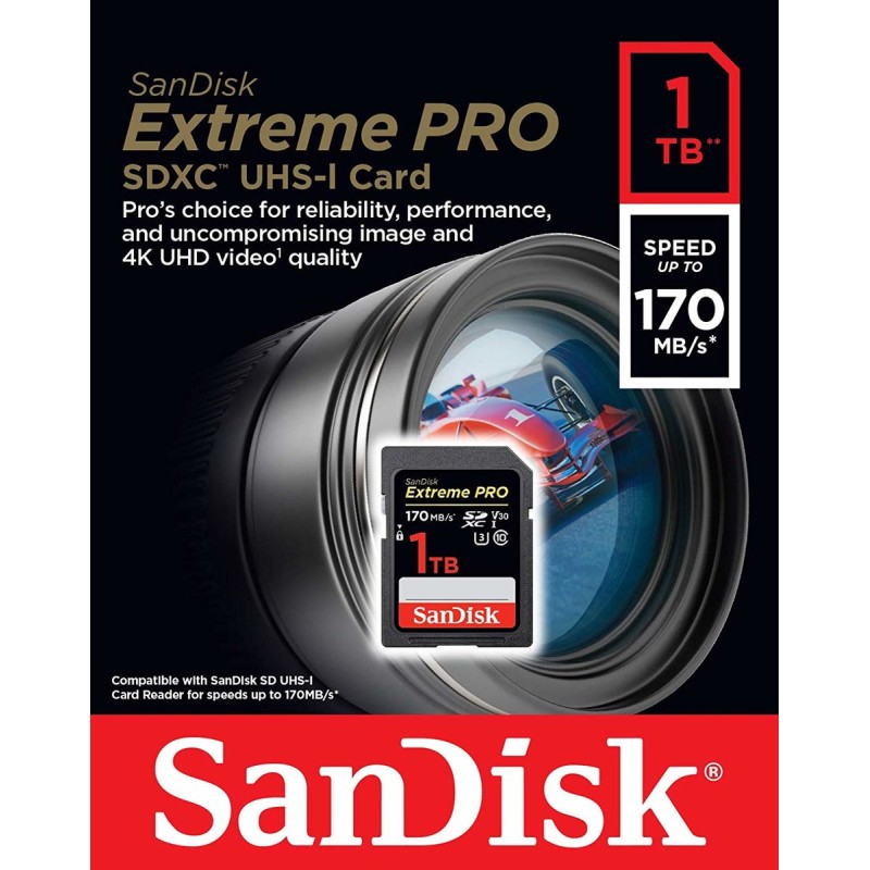 SDXC (UHS-1 U3) SanDisk Extreme PRO 1TB class 10 V30 (170Mb/s)