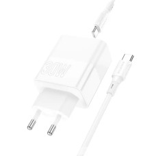Мережевий зарядний пристрій BOROFONE BA75A Powerful dual port PD30W+QC3.0 charger set(Type-C to Type-C) White
