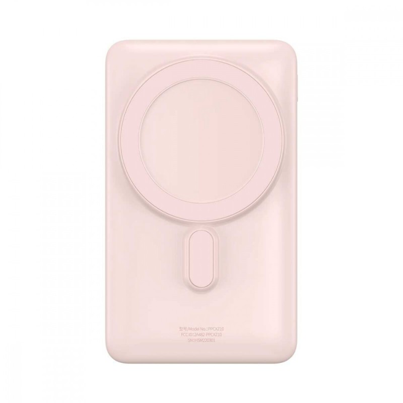 Зовнішній акумулятор Baseus Magnetic Bracket Wireless Fast Charge Power Bank 10000mAh 20W Pink (With cable Type-C to Type-C 60W (20V/3A)