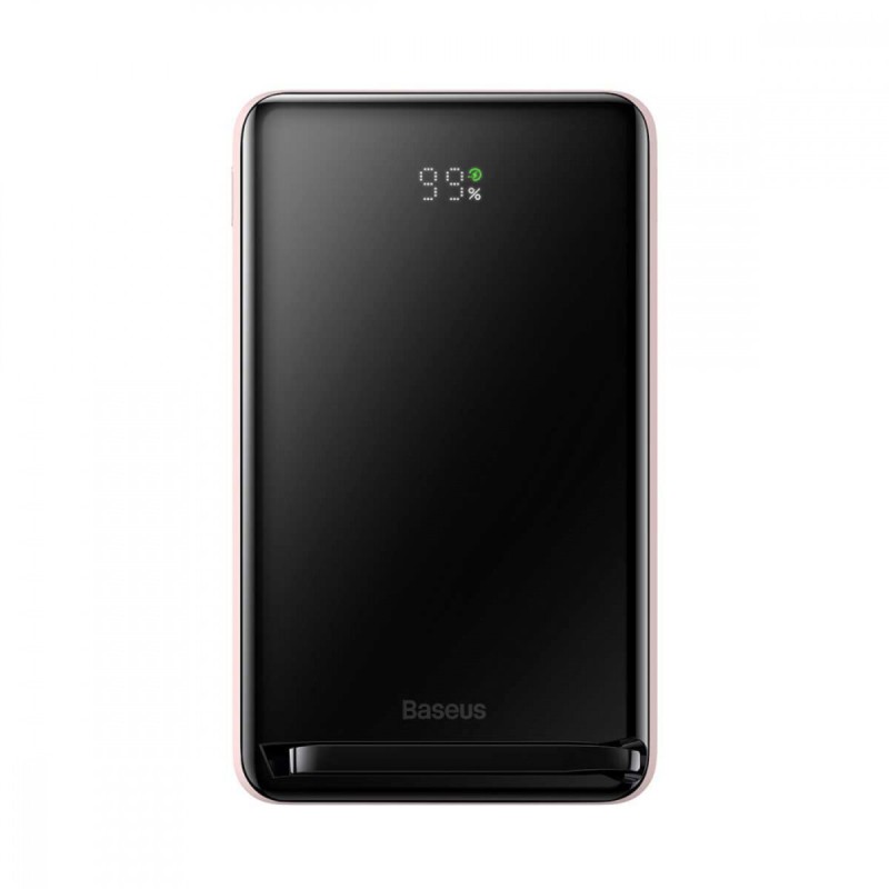 Зовнішній акумулятор Baseus Magnetic Bracket Wireless Fast Charge Power Bank 10000mAh 20W Pink (With cable Type-C to Type-C 60W (20V/3A)