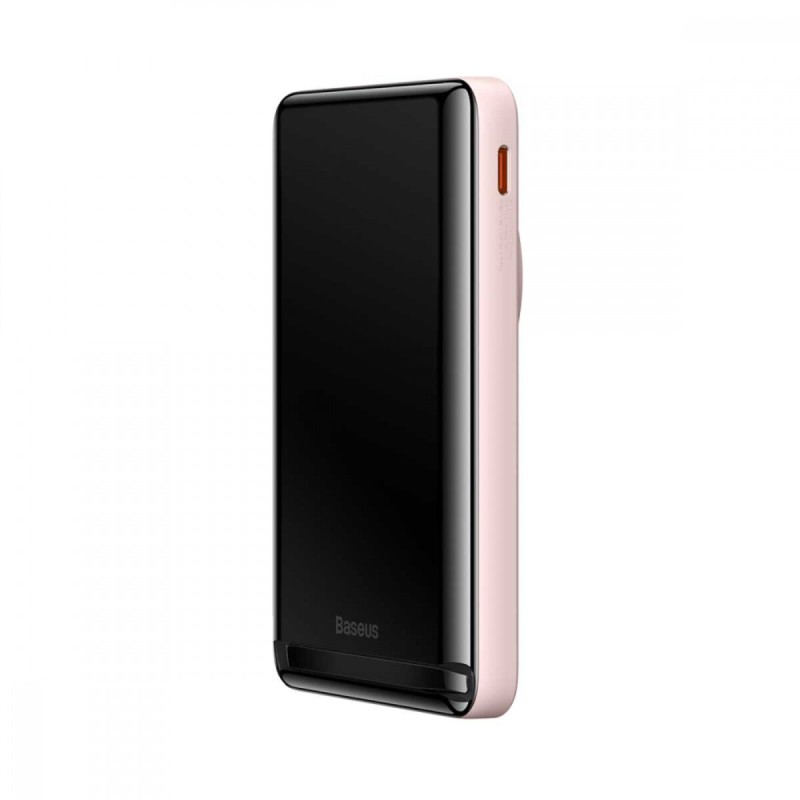Зовнішній акумулятор Baseus Magnetic Bracket Wireless Fast Charge Power Bank 10000mAh 20W Pink (With cable Type-C to Type-C 60W (20V/3A)