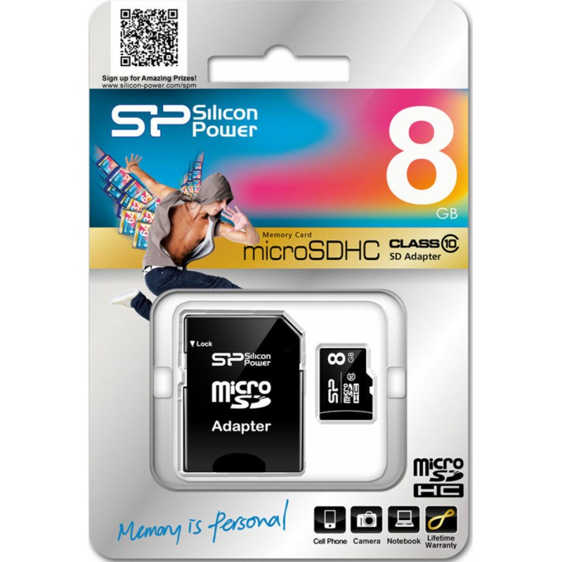 microSDHC SiliconPower 8Gb class 10 (adapter SD)