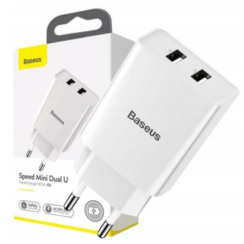 Мережевий зарядний пристрій Baseus Speed Mini Dual U Charger 10.5W White