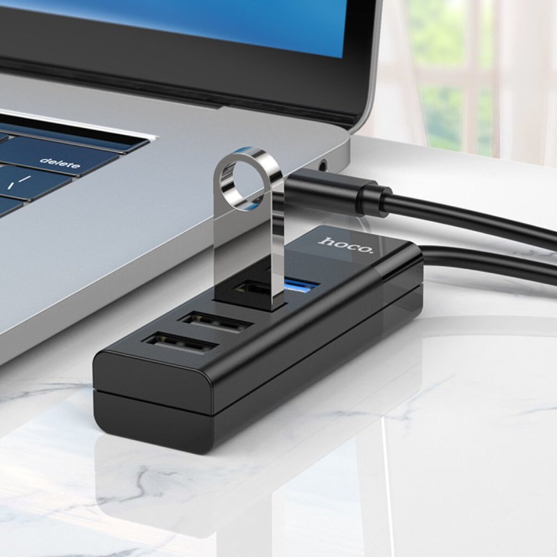 Кабель-перехiдник HOCO HB25 Easy mix 4-in-1 converter(Type-C to USB3.0+USB2.0*3) Black