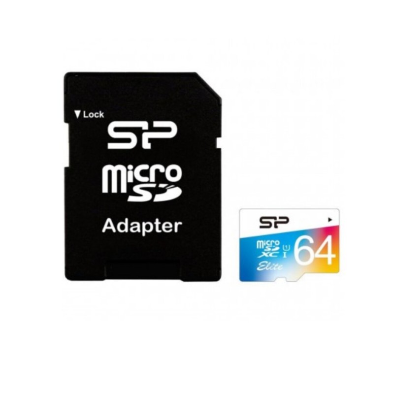 microSDXC (UHS-1 U1) SiliconPower Elite Color 64Gb class 10 A1 V10 (adapter SD)