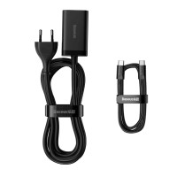 Мережевий зарядний пристрій Baseus GaN3 Pro Desktop Fast Charger 2C+2U 65W (Cable Type-C to Type-C 100W(20V/5A) 1m) Black