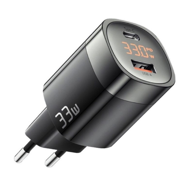 Мережевий зарядний пристрій Essager Lingyun 33W GaN Digital Display Travel Charger A+C EU  black (ECTCA-LYB01-Z)