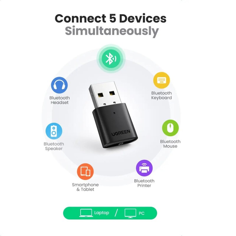 Адаптер UGREEN CM390 USB Bluetooth 5.0 Adapter (UGR-80889)
