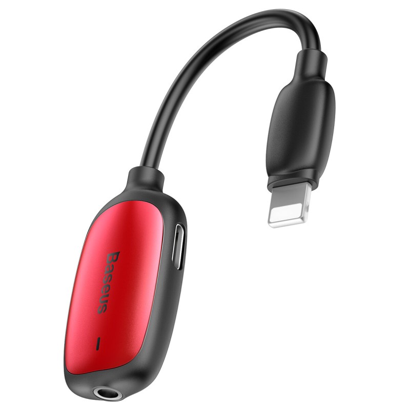 Кабель-перехiдник Baseus IP Male to Dual iP&3.5mm Female L51 Red+Black