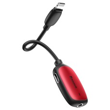 Кабель-перехiдник Baseus IP Male to Dual iP&3.5mm Female L51 Red+Black