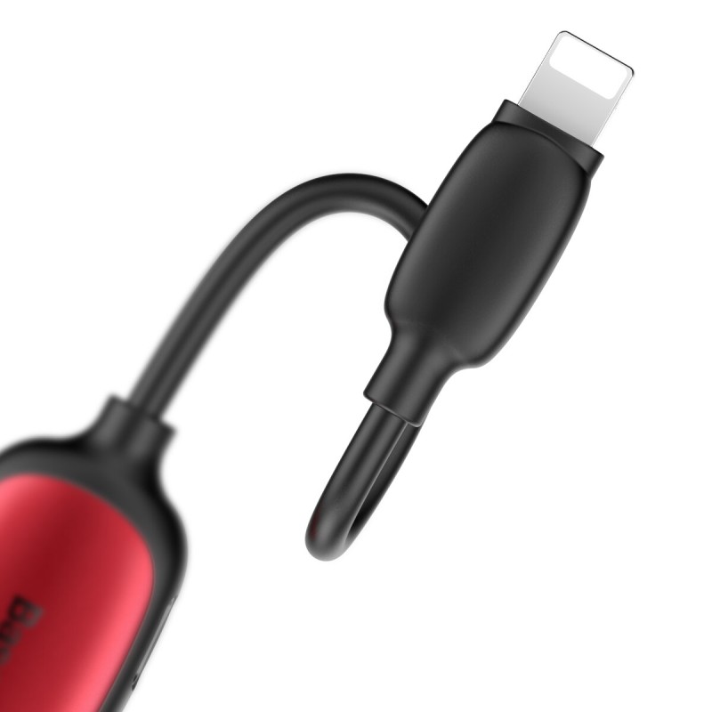Кабель-перехiдник Baseus IP Male to Dual iP&3.5mm Female L51 Red+Black