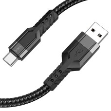 Кабель HOCO U110 USB to Type-C 2.4A, 1.2m, nylon, aluminum connectors, Black