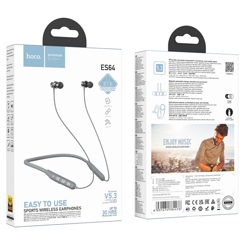 Навушники HOCO ES64 Easy Sound sports BT earphones Grey