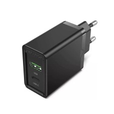 Зарядний пристрій Vention Two-Port USB(A+C) Wall Charger (18W/20W) EU-Plug Black (FBBB0-EU)