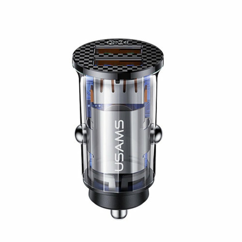 АЗП Usams US-CC122 C23 36W Dual USB Mini Fast Car Charger Transparent black