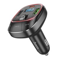 Автомобільний зарядний пристрій HOCO E76 Pole PD45W+QC3.0 car BT FM transmitter Obsidian Black