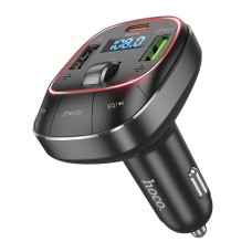Автомобільний зарядний пристрій HOCO E76 Pole PD45W+QC3.0 car BT FM transmitter Obsidian Black