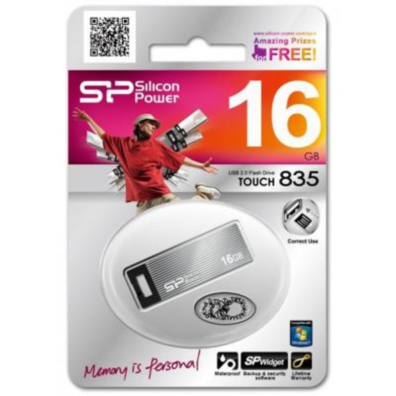 Flash SiliconPower USB 2.0 Touch 835 16Gb Iron Gray no chain metal