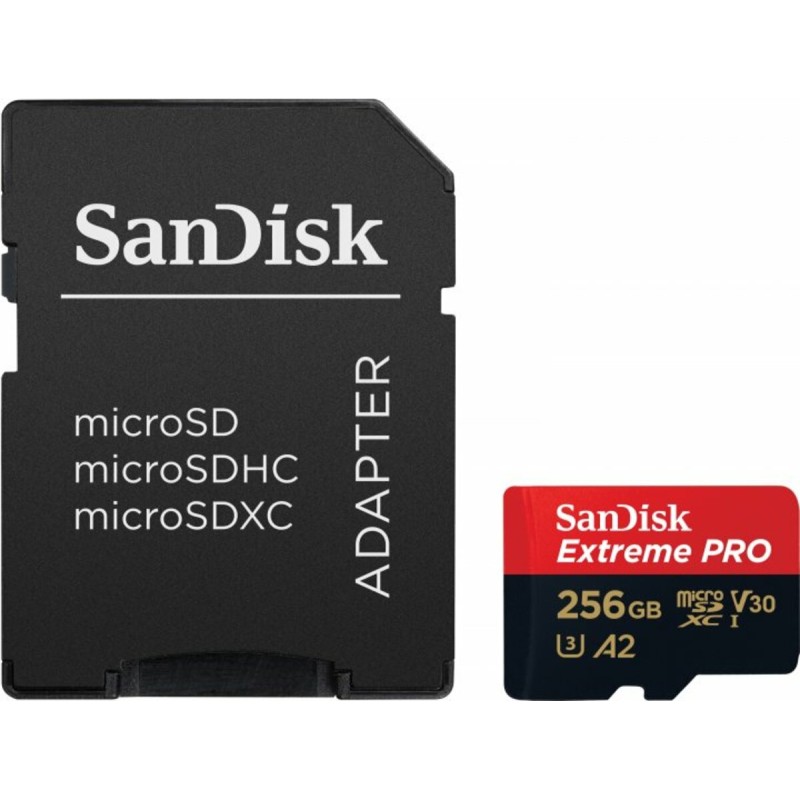 microSDXC (UHS-1 U3) SanDisk Extreme Pro A2 256Gb class 10 V30 (R200MB/s,W140MB/s) (adapter)
