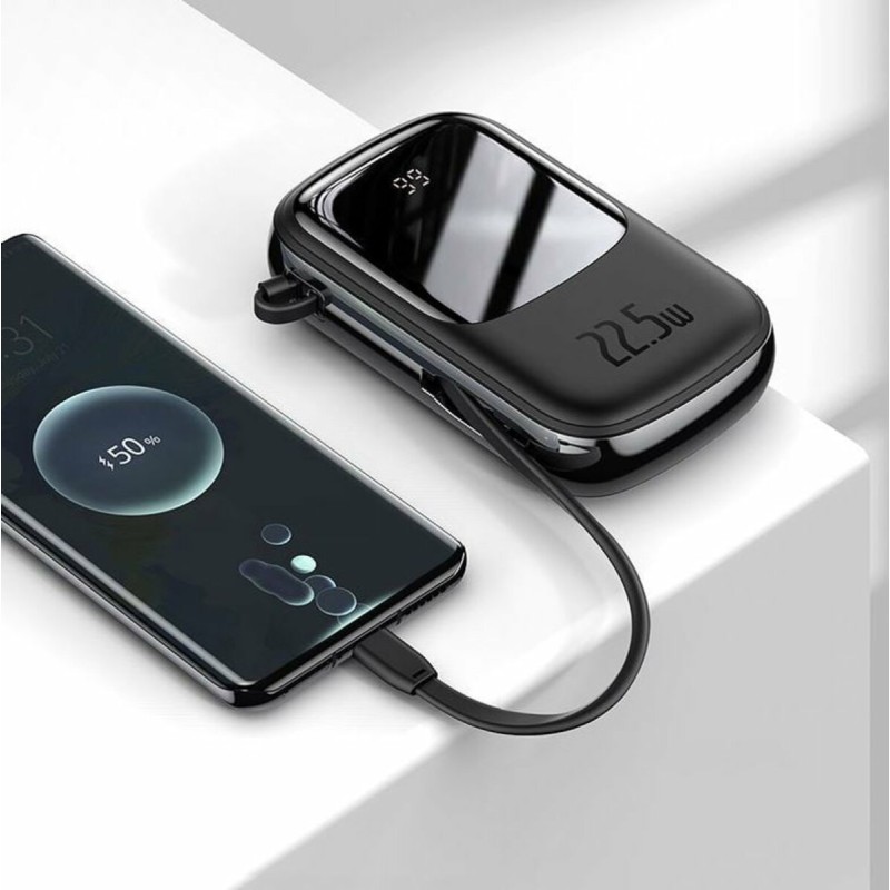 Зовнішній акумулятор Baseus Qpow Digital Display quick charging 20000mAh 22.5W(Type-C Cable)Black