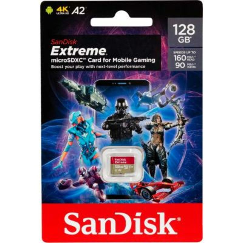 Карта пам'яті microSDXC (UHS-1 U3) SanDisk Extreme For Mobile Gaming A2 128Gb class 10 V30 (R190MB/s,W90MB/s)