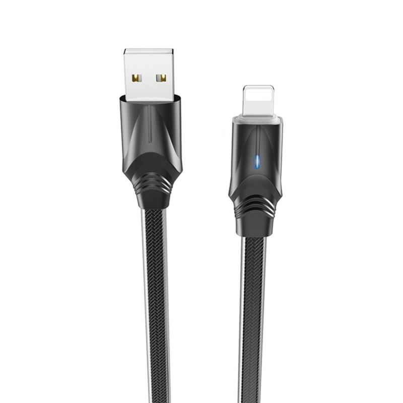 Кабель BOROFONE BU12 USB to iP, 2.4A, 1.2m, silicone, zinc connectors, light indicator, Black