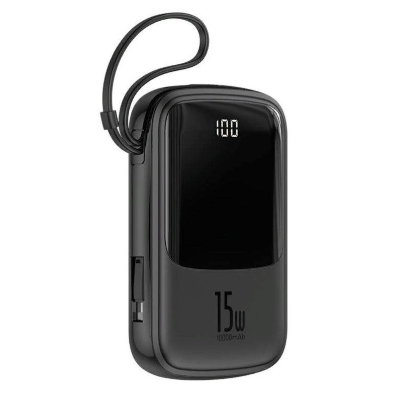 Зовнішній акумулятор Baseus Q pow Digital Display 3A Power Bank 10000mAh (With IP Cable)Black