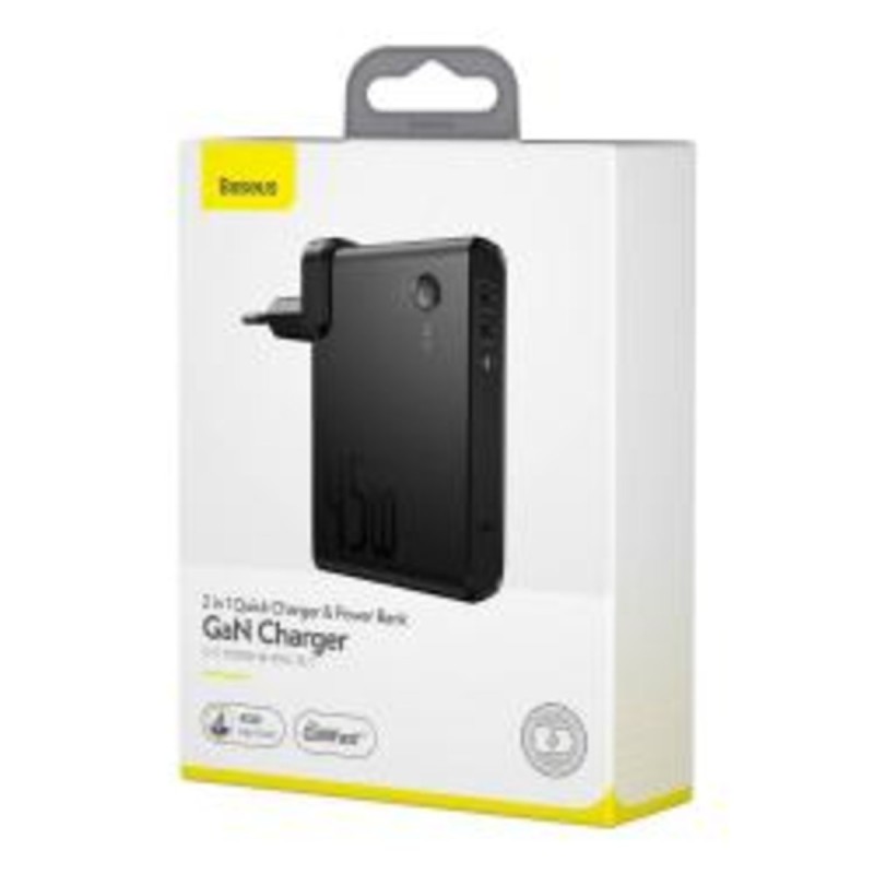 Зарядний пристрій Baseus Power Station (GaN) 2 in1 Q.C. Power bank Charger C+C 10000mAh 45W Black