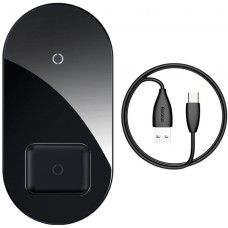 Бездротовий зарядний Baseus Simple 2in1 Wireless Charger Pro Edition For Phones+Pod Black