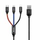Кабель Baseus Three Primary Colors 3-in-1 Cable USB For M+L+T 3.5A 1.2m Black