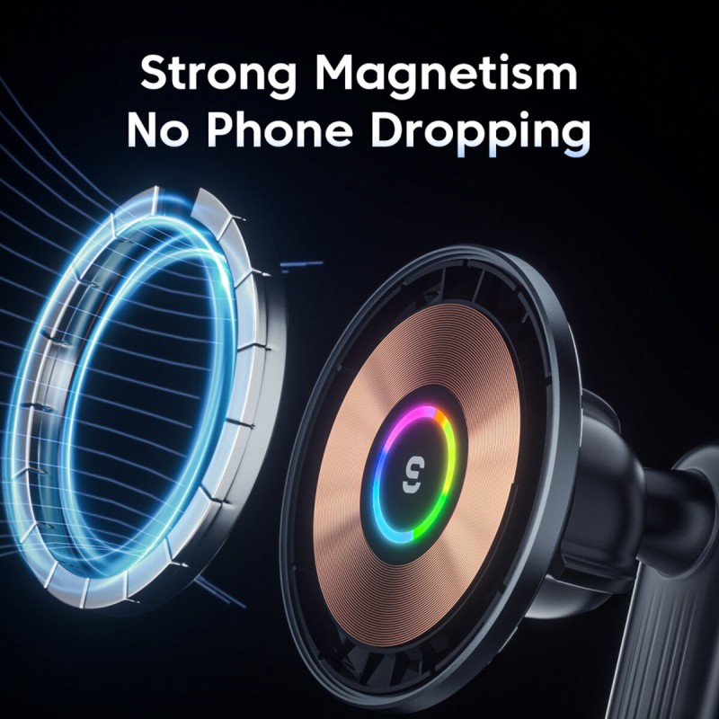 Тримач для мобільного Essager Arpege 15W Magnetic Wirless Car Charger with Phone Holder Function (Standard Version)  black (EZJCX-GY01AtZ)