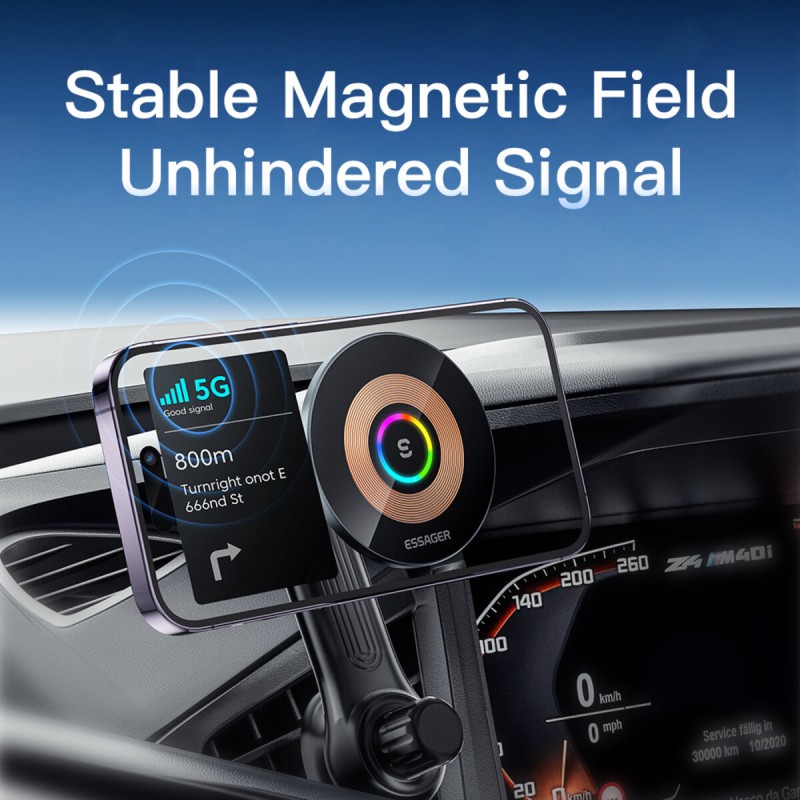 Тримач для мобільного Essager Arpege 15W Magnetic Wirless Car Charger with Phone Holder Function (Standard Version)  black (EZJCX-GY01AtZ)