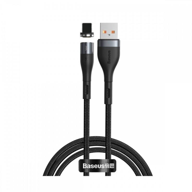 Кабель Baseus Zinc Magnetic Safe Fast Charging Data Cable USB to IP 2.4A 1m Gray+Black