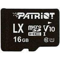 microSDHC (UHS-1 U1) Patriot LX Series 16Gb class 10 V10 (R-90MB/s, W-40MB/s) (adapter SD)