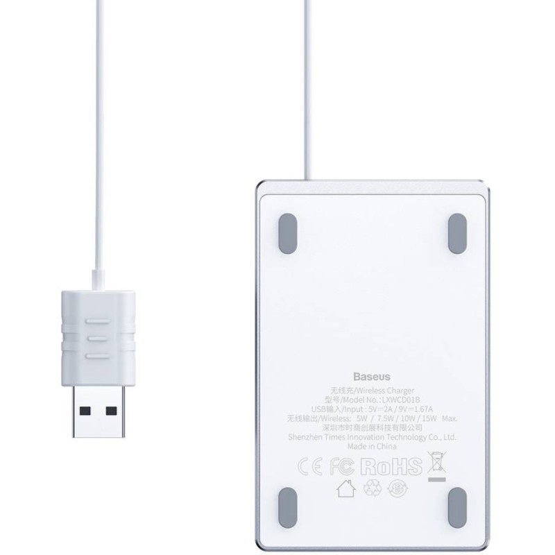 Бездротовий зарядний пристрій Baseus Card Ultra-thin  Silver+White