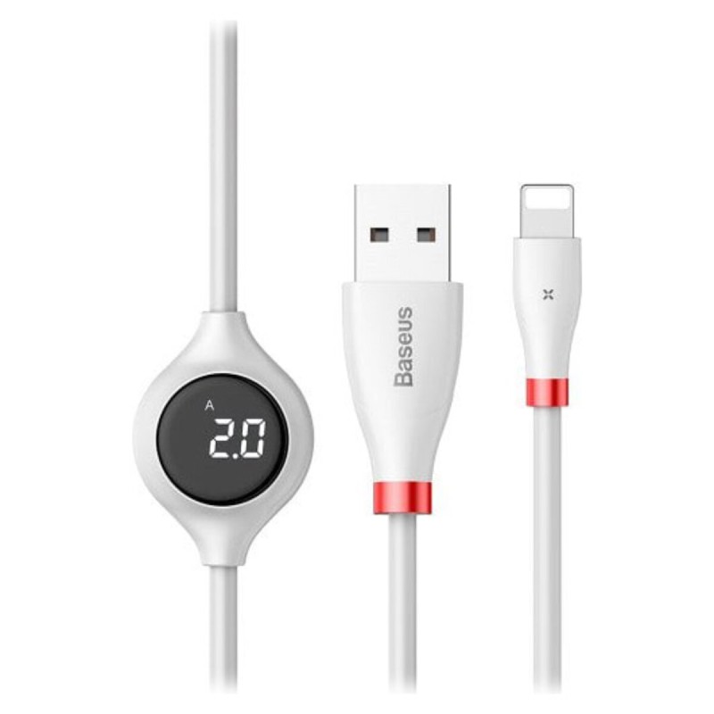 Кабель Baseus Big Eye Digital display Data Cable White for Iphone