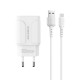 Мережевий зарядний пристрій BOROFONE BA37A Speedy dual port charger(Micro)  White