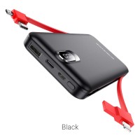 Зовнішній акумулятор BOROFONE BJ2 Buena power bank 10000mAh with built-in cable 2A Black