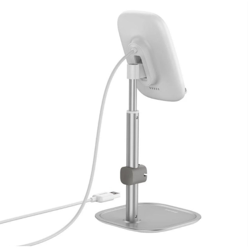 Тримач для мобiльного Baseus Literary Youth Desktop Bracket (Telescopic + Wireless Charging) Silver