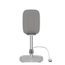 Тримач для мобiльного Baseus Literary Youth Desktop Bracket (Telescopic + Wireless Charging) Silver