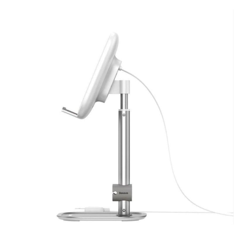 Тримач для мобiльного Baseus Literary Youth Desktop Bracket (Telescopic + Wireless Charging) Silver